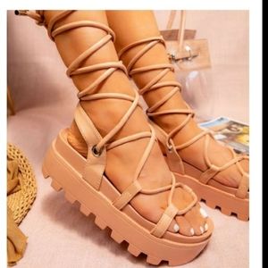 Ladies string up sandals